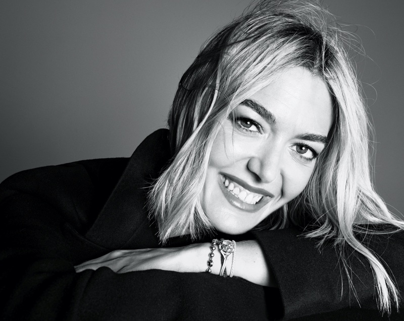 All smiles, Marta Ortega Pérez poses in a black and white portrait. Photo: Steven Meisel for WSJ. 