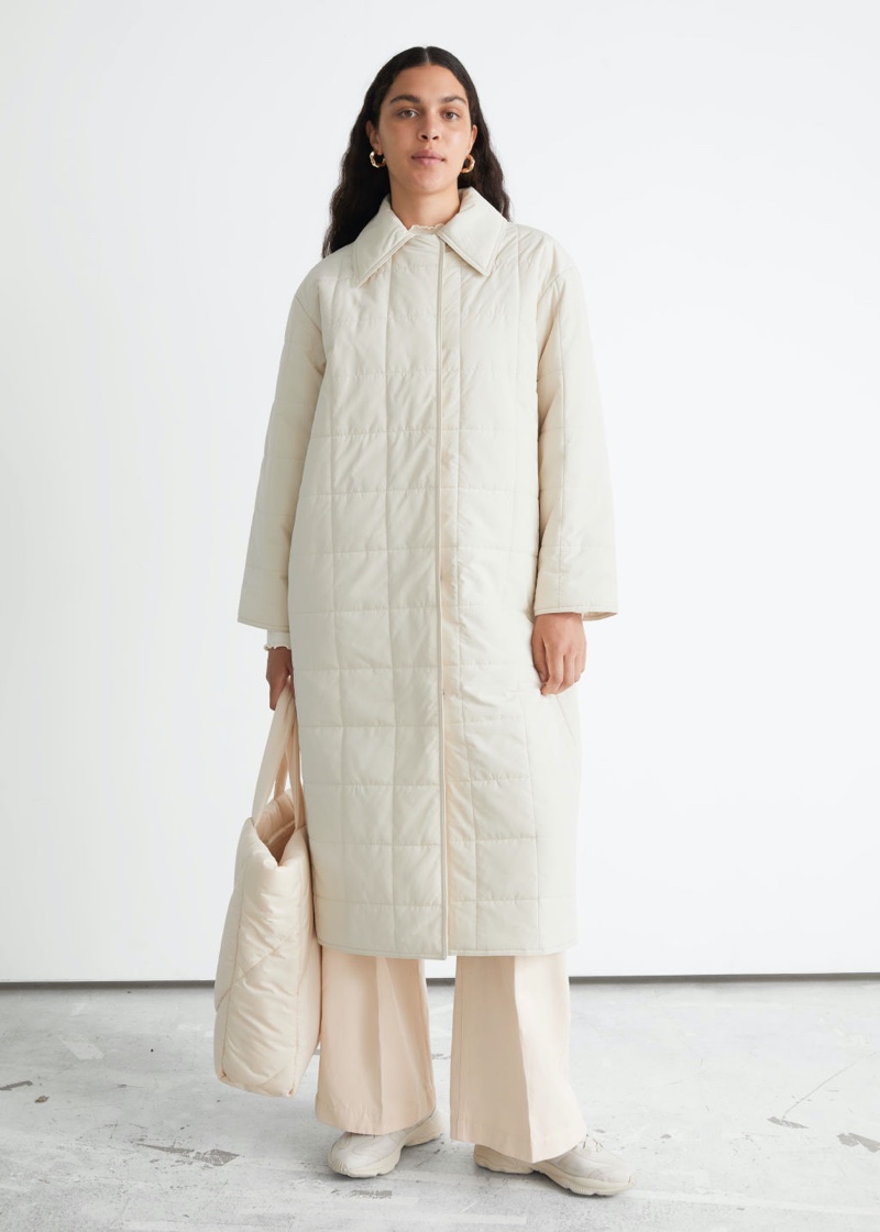 & Other Stories Relaxed Padded Puffer Coat in White $179