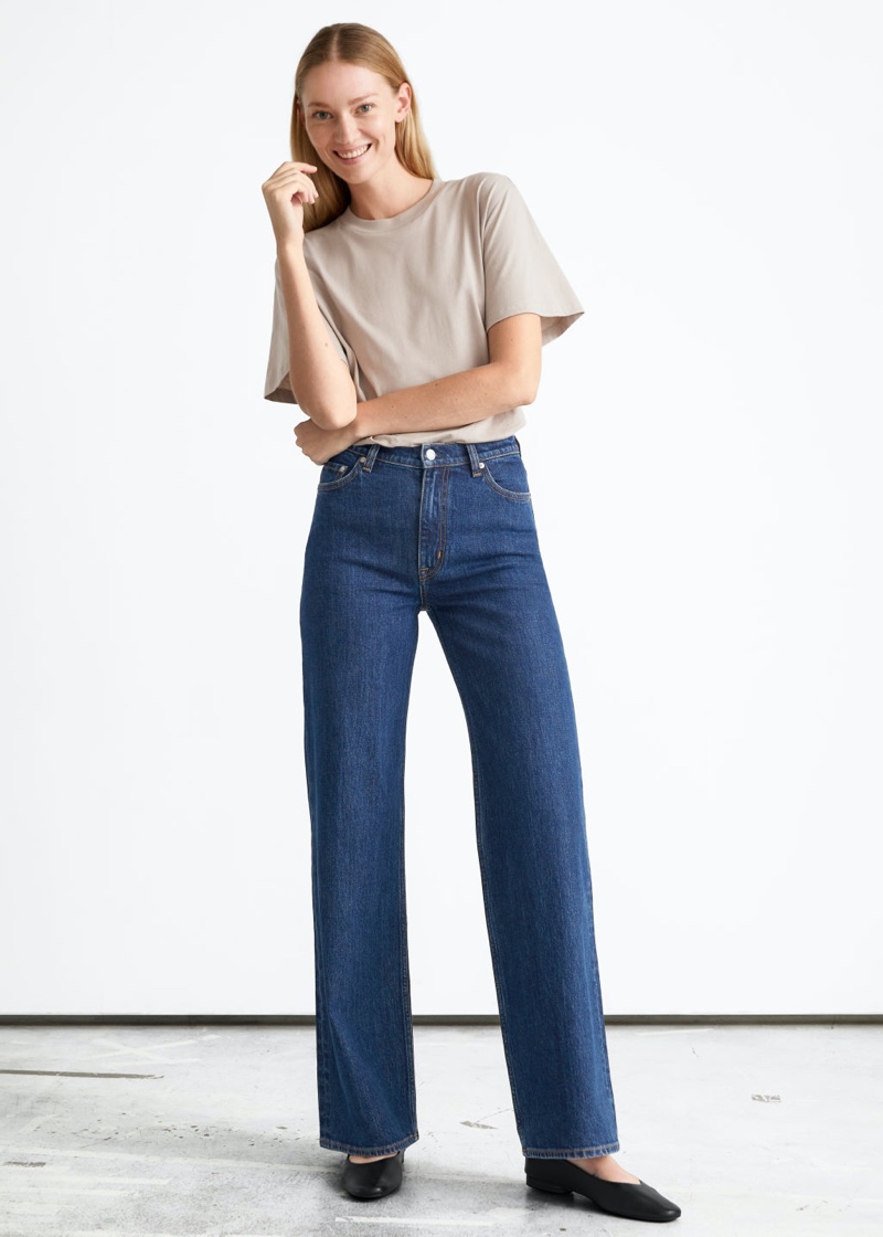 & Other Stories Treasure Cut Jeans in Deep Blue $99