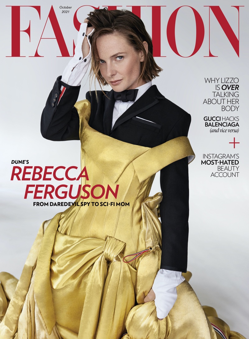 Rebecca Ferguson on FASHION Magazine October 2021 Cover. Photo: Royal Gilbert / FASHION