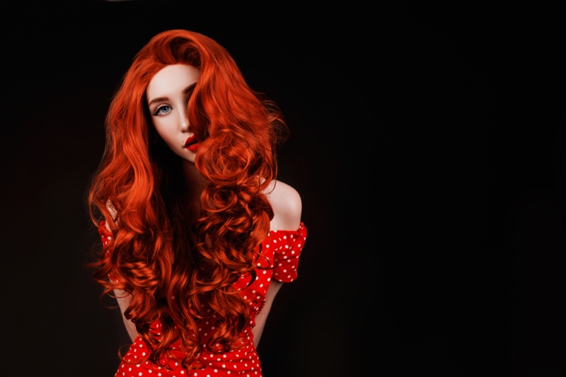 Red Head Model Voluminous Wavy Wig