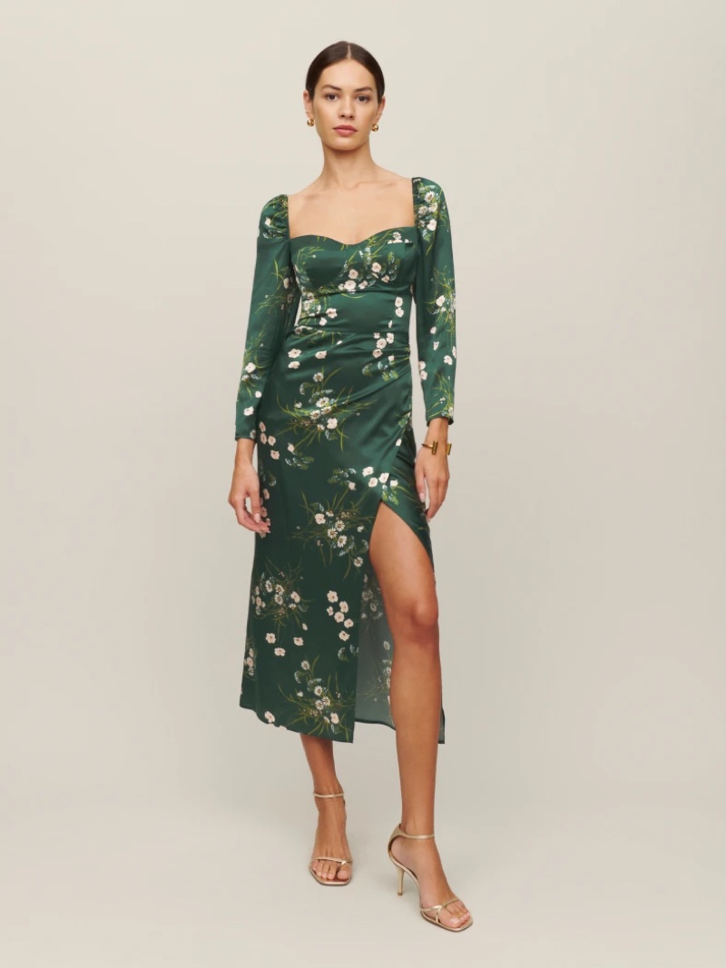 Reformation Gloriana Silk Dress in Buena $348