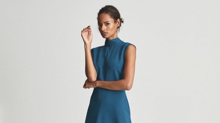 Reiss Livvy Open Back Midi Dress in Teal $395