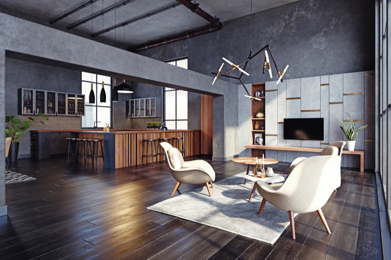 Room White Chairs Wood Flooring Luxury Modern
