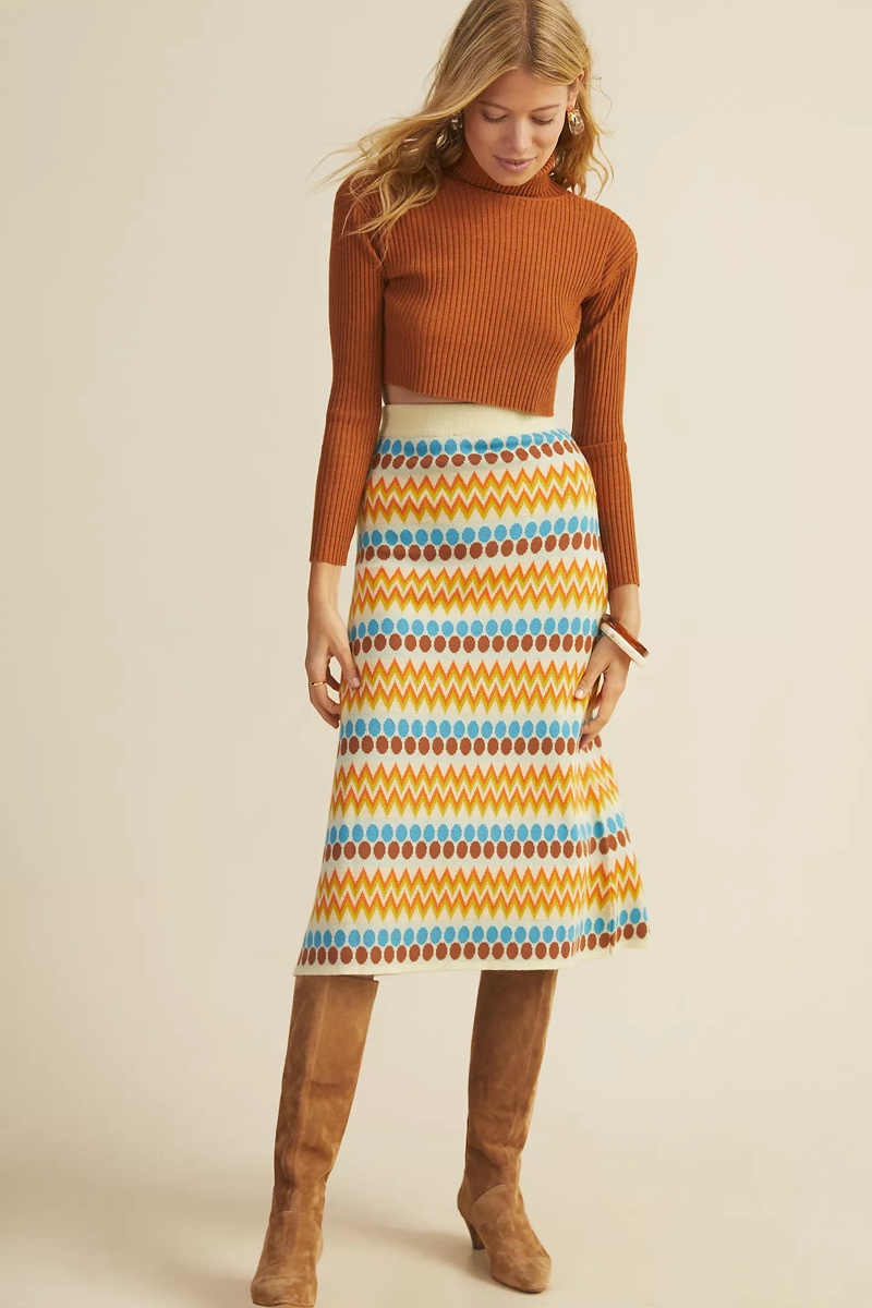 Stella Pardo Geo Wool Sweater Midi Skirt $380