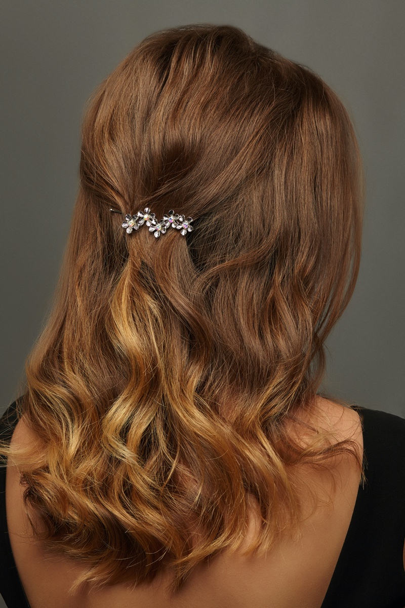 Wavy Ombre Hair Flower Pin Clip Back