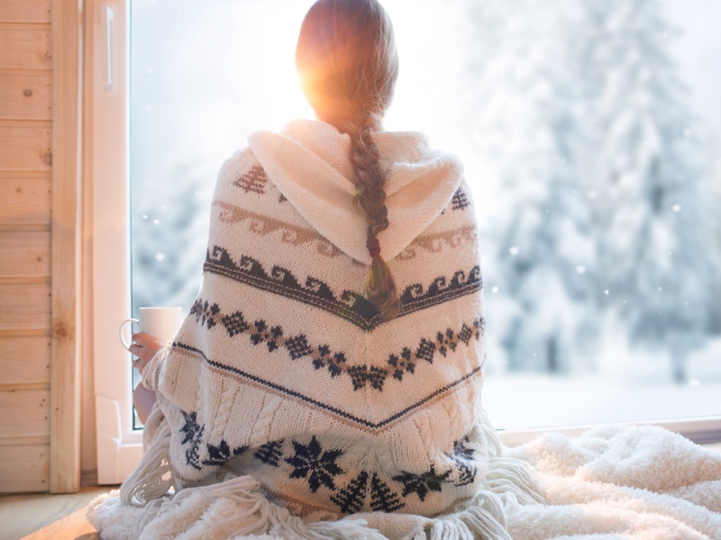 Winter Snow Woman Home Poncho Nordic Style