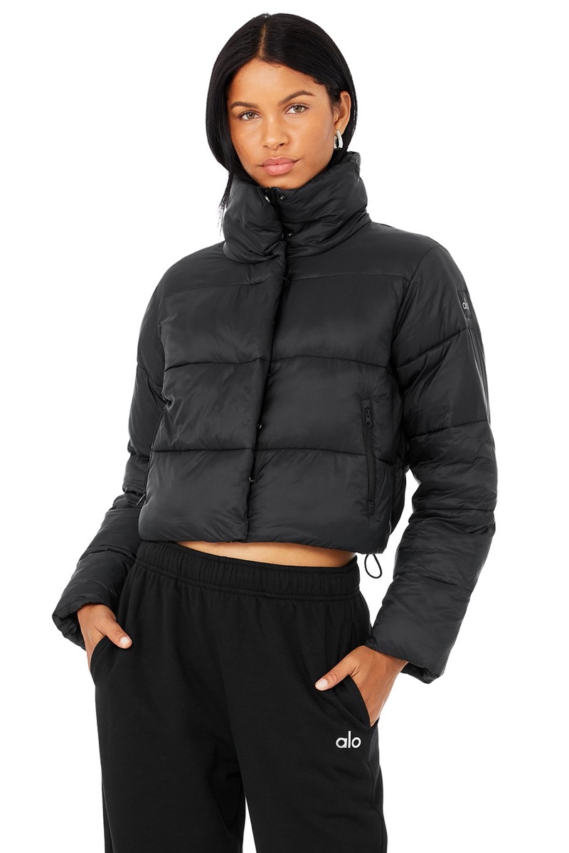 Alo Gold Rush Puffer in Black $198