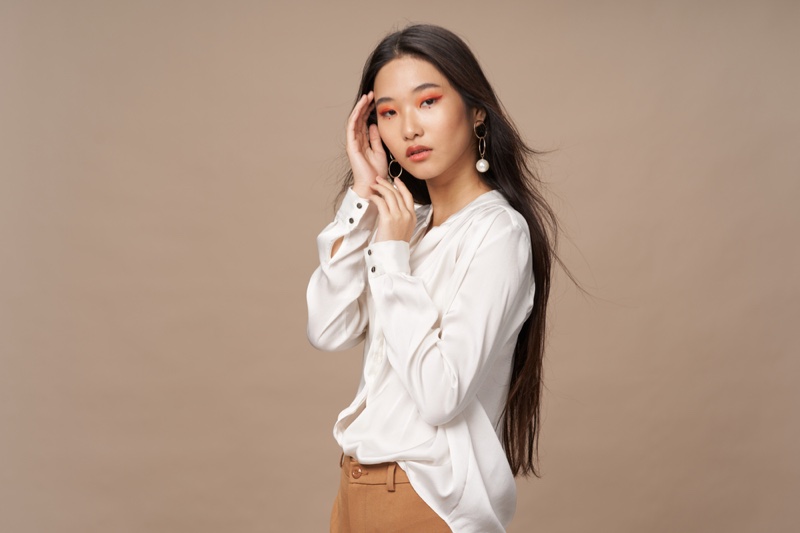 Asian Model Casual Outfit Earrings