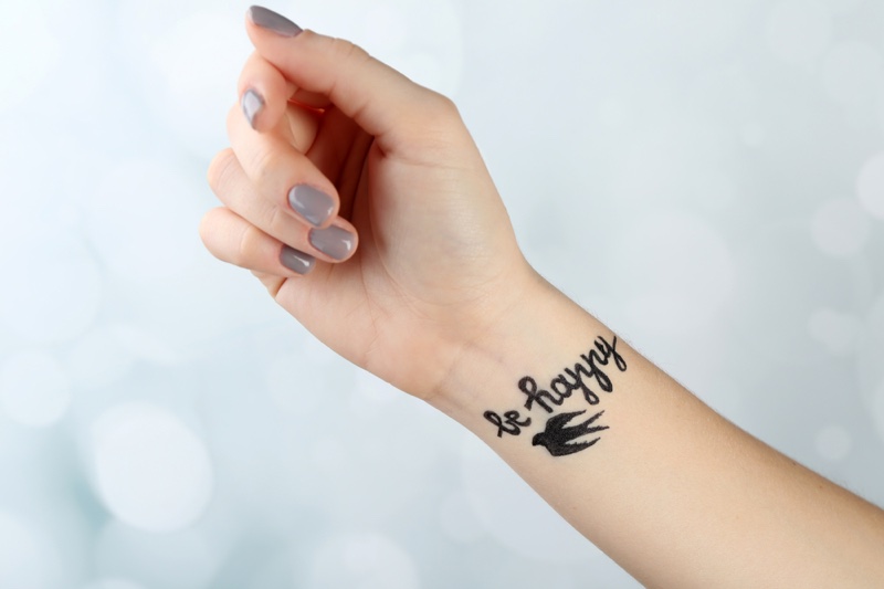 Be Happy Bird Tattoo