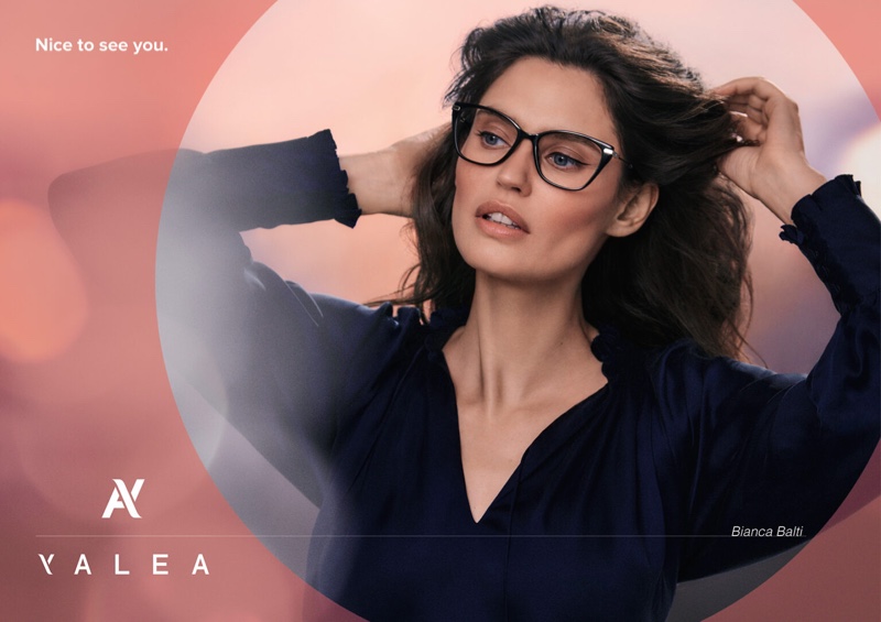 Model Bianca Balti poses for Yalea Eyewear fall-winter 2021 campaign.