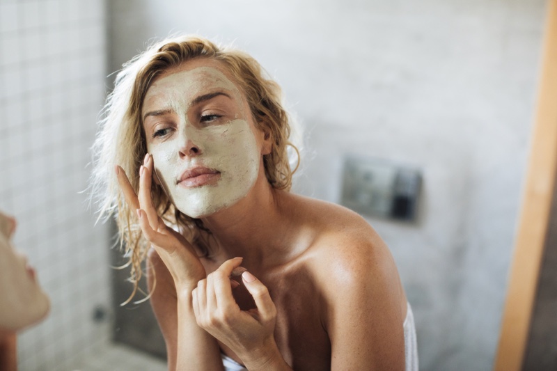 Blonde Woman Face Mask Skin Treatment