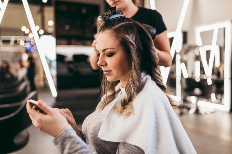 Checking Phone Hair Salon