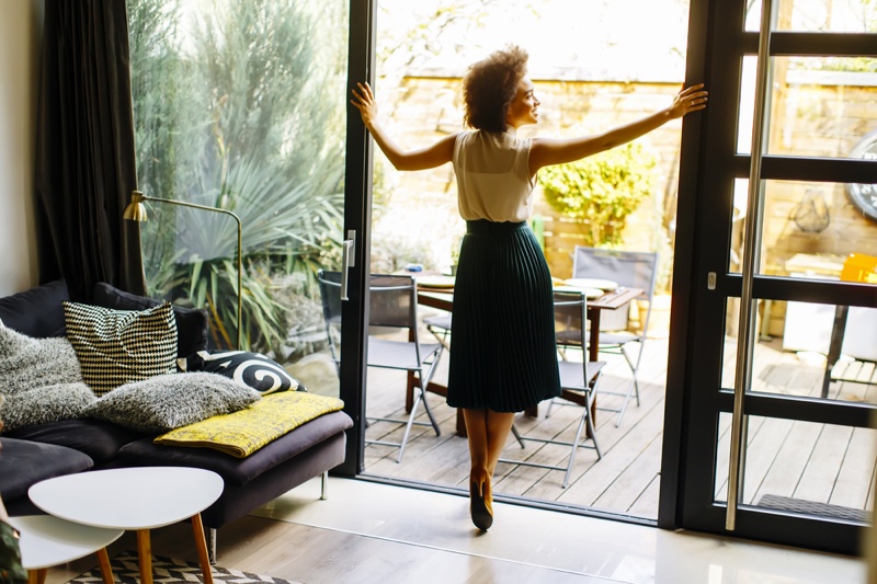 Curly Hair Woman Home Patio Doors Decor