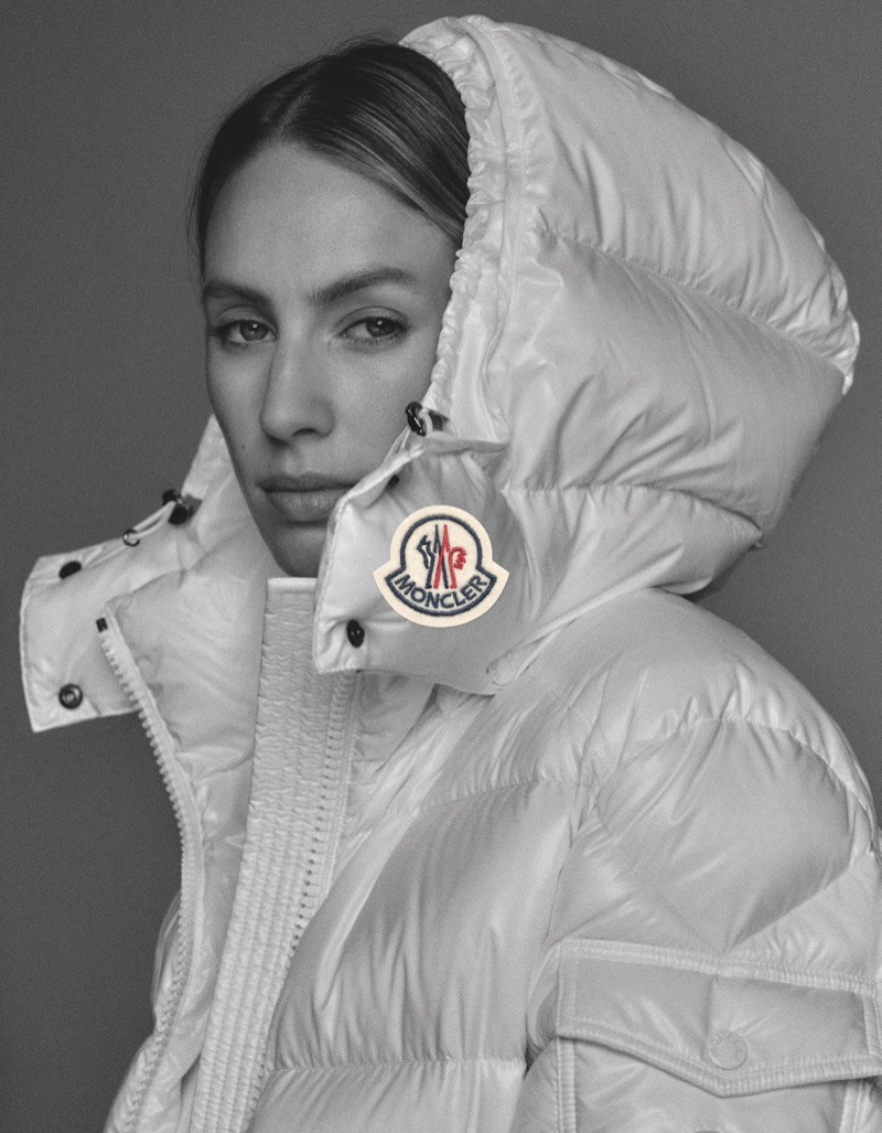 Dylan Penn poses for Moncler We Love Winter fall-winter 2021 campaign.