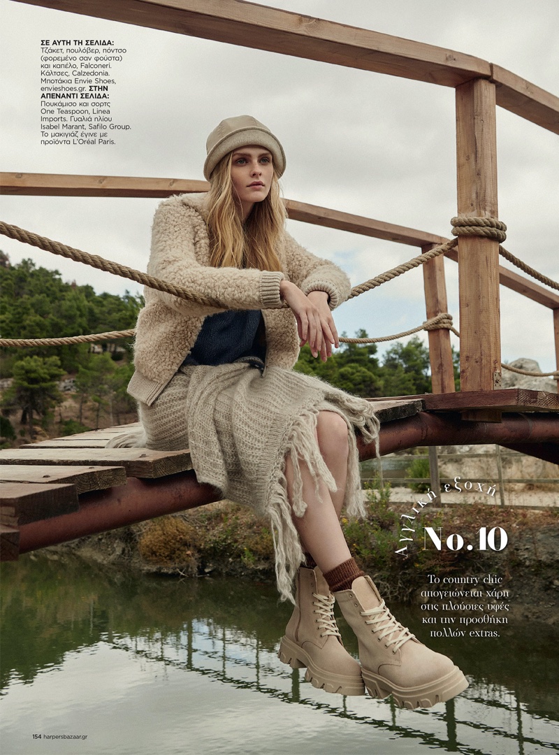 Feya Voishcheva Models Autumn Trends for Harper's Bazaar Greece