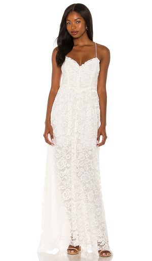 For Love & Lemons Joelle Maxi Dress in White. - size XS (also in L, M, S)