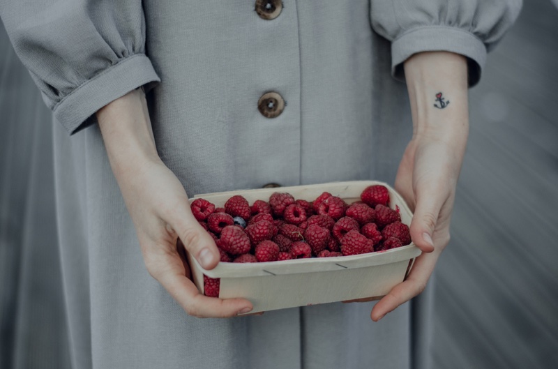 Holding Raspberries Anchor Tattoo Wrist