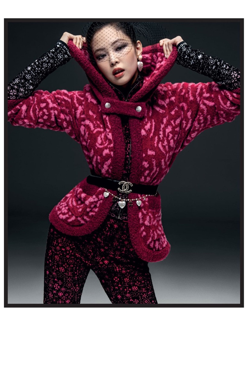 Rocking pink prints, Jennie fronts Chanel Coco Neige 2021 campaign.