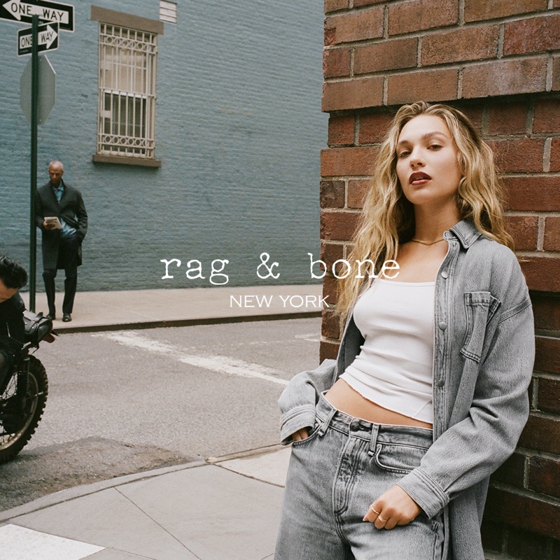 Rocking denim, Maddie Ziegler poses for rag & bone fall 2021 campaign.