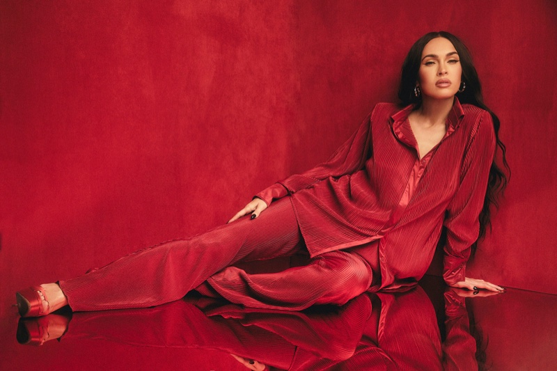 Megan Fox poses in Boohoo x Megan Fox collaboration campaign.