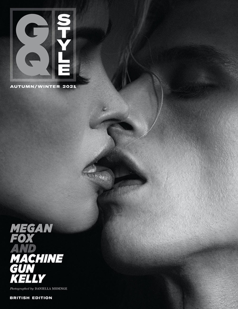 Megan Fox and Machine Gun Kelly share a kiss on GQ Style UK Autumn-Winter 2021 Cover. Photo: Daniella Midenge