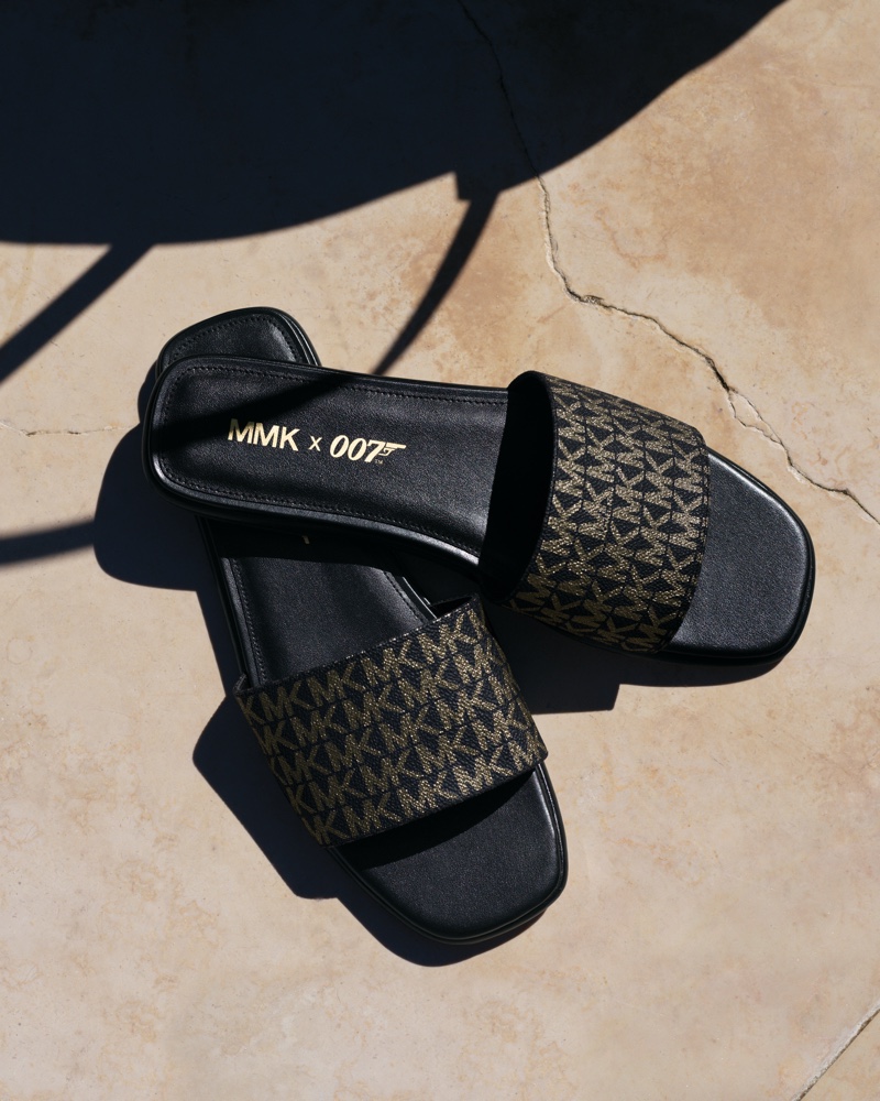 Kippy slides from Michael Michael Kors x 007 collaboration.