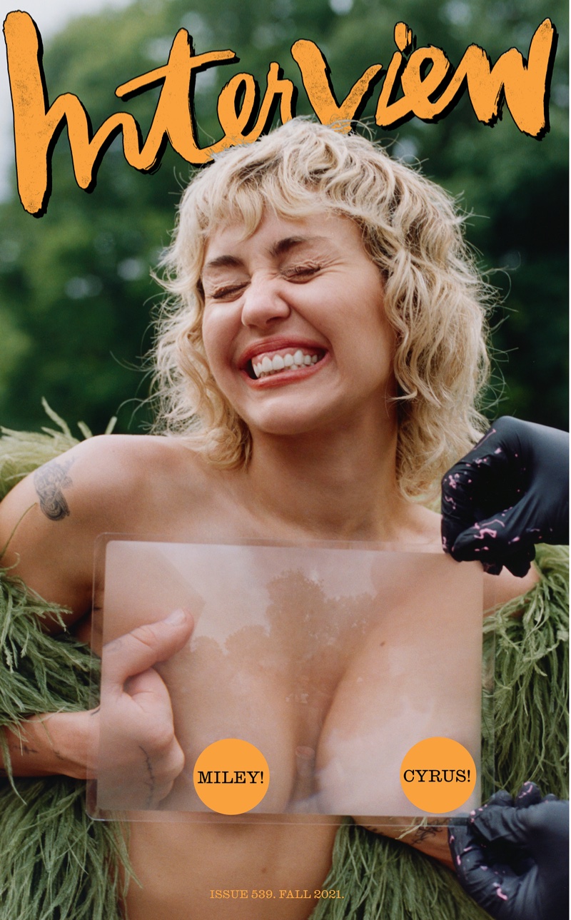 Miley Cyrus on Interview Magazine Fall 2021 Cover. Photo: Brianna Capozzi, Courtesy Columbia Records
