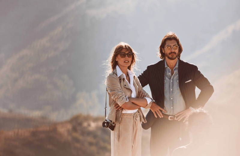 Madison Headrick and Ryan Porter star in Brunello Cucinelli x Oliver Peoples eyewear campaign.