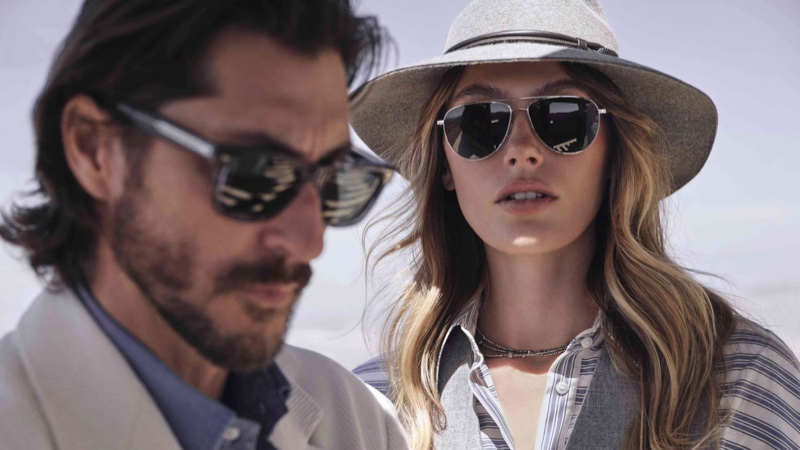 Oliver Sun and Disoriano sunglasses featured in Brunello Cucinelli x Oliver Peoples eyewear campaign.