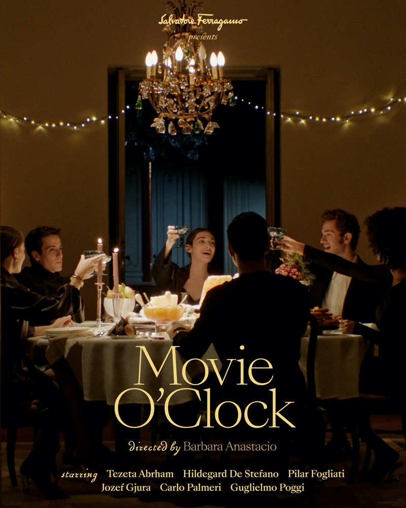 Salvatore Ferragamo Movie O'Clock Holiday 2021 campaign poster.