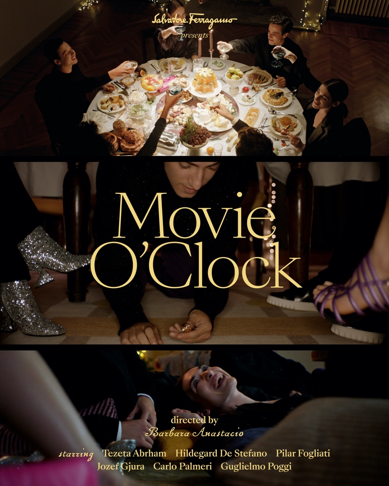 Salvatore Ferragamo Movie O'Clock Holiday 2021 campaign poster.