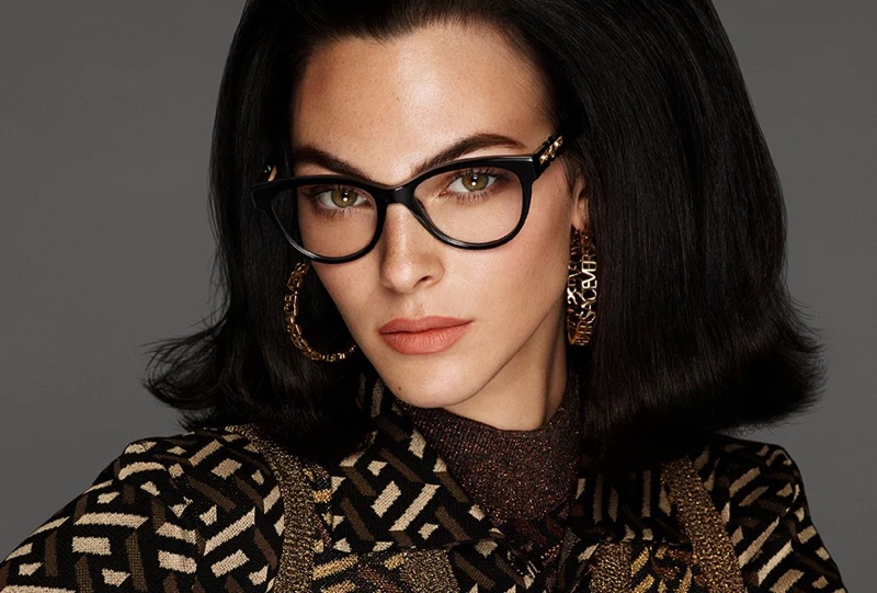 Vittoria Ceretti stars in Versace eyewear fall-winter 2021 campaign.