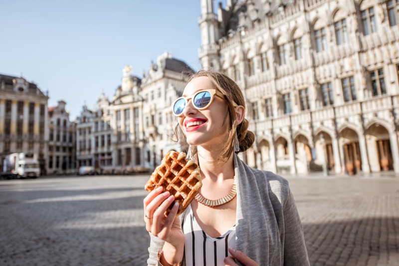 Woman Traditional Belgian Pastry Travel