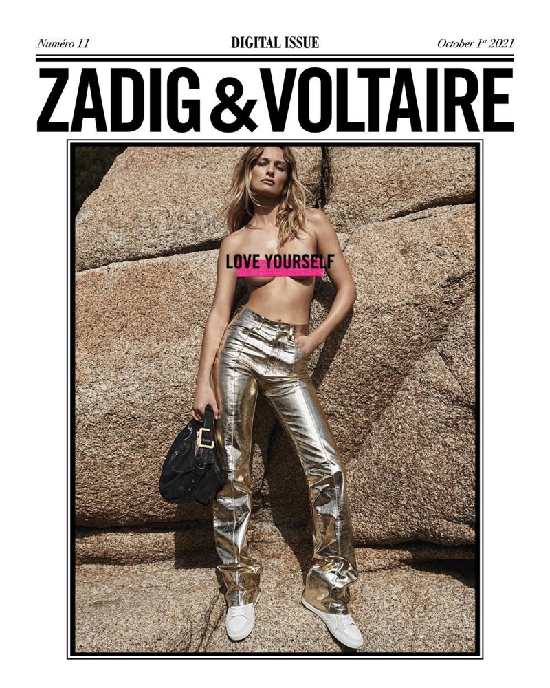 Posing topless, Edita Vilkeviciute fronts Zadig & Voltaire fall-winter 2021 campaign.