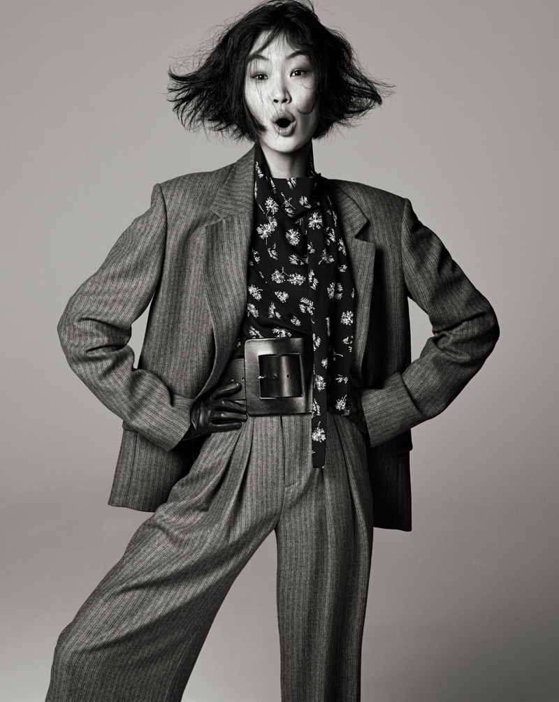 Chiharu Okunugi poses for Zara Studio fall-winter 2021 campaign.