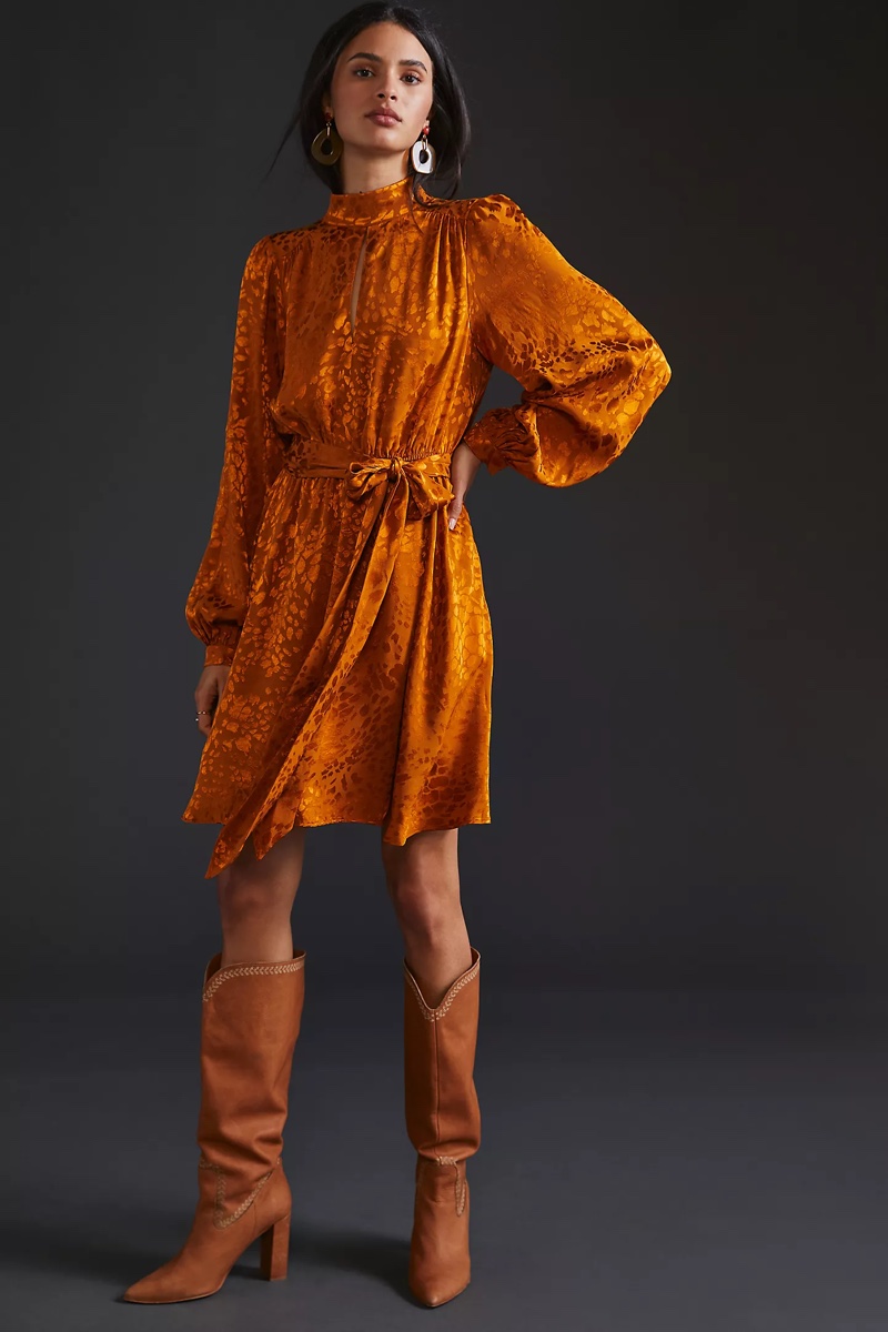 Anthropologie Jacquard Mini Dress in Maize $160