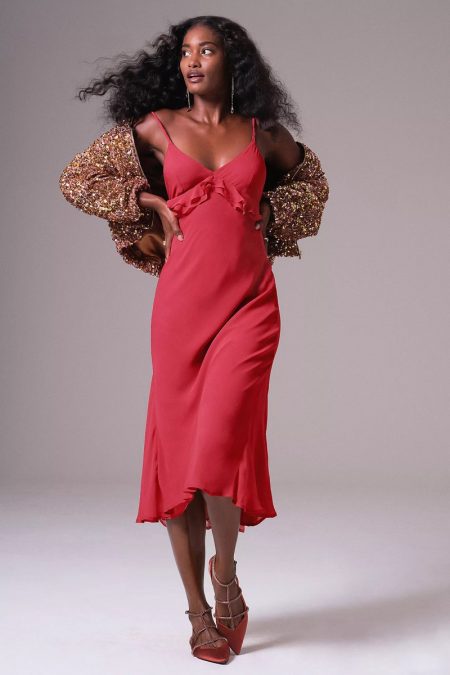 Hit the Scene in Anthropologie's Pretty Party Dresses Anthropologie Ruffled Slip Midi Dress $170