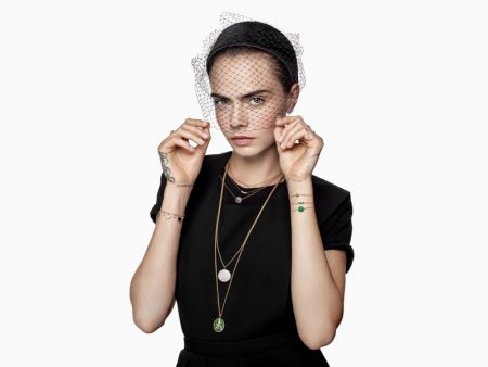 Cara Delevingne Impresses in New Dior Rose des Vents Jewelry Wearing a veil, Cara Delevingne fronts Dior Rose des Vents 2021 jewelry campaign.