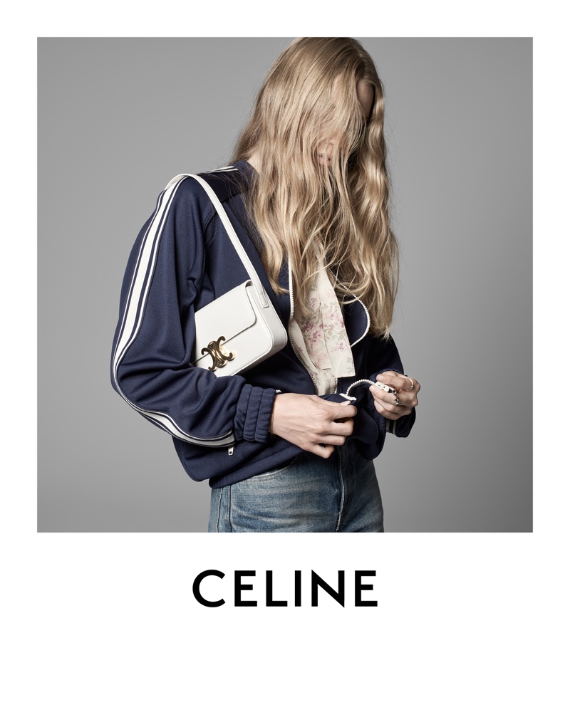 Celine Grands Classiques Session 4 campaign features Triomphe shoulder bag.