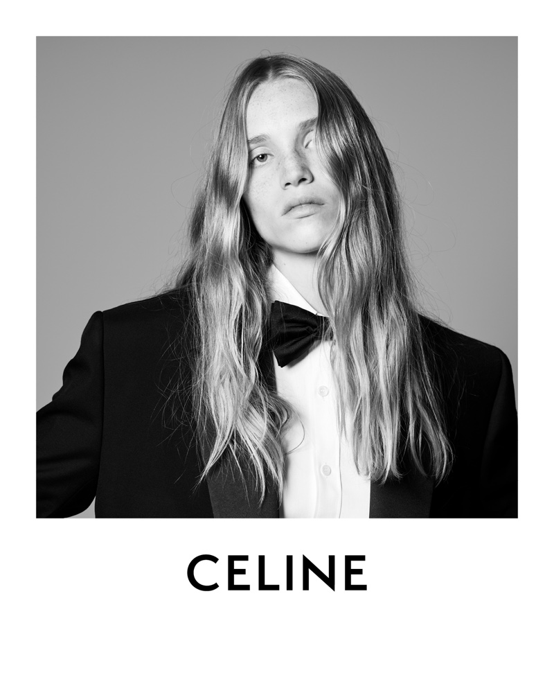 Suiting up, Rebecca Leigh Longendyke fronts Celine Grands Classiques Session 4 campaign.