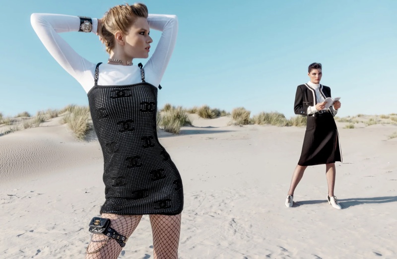 Anna Ewers strikes a pose in Chanel cruise 2022 campaign alongside Lola Nicon.