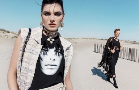 Anna, Mahary, Lola, Louise Pose on the Beach for Chanel Cruise 2022 Campaign An image from Chanel's cruise 2022 advertising campaign.