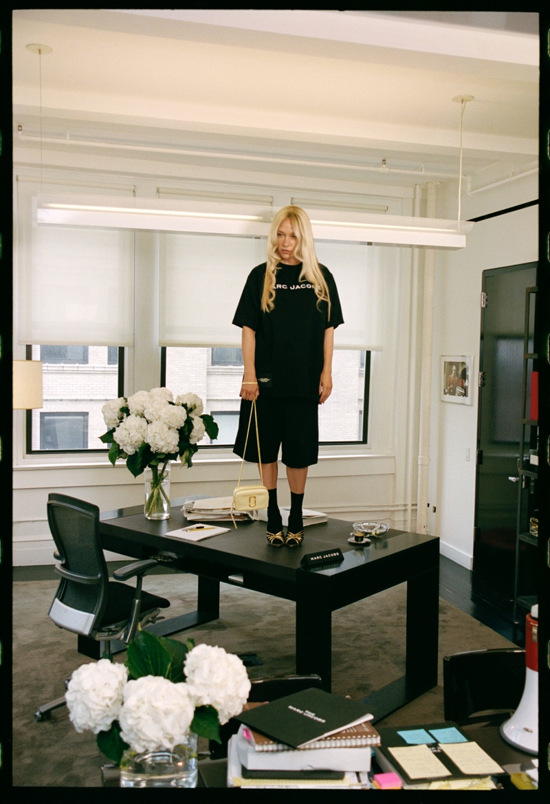 Actress Chloe Sevigny poses in Marc Jacobs New York City headquarters for the brand's resort 2021 campaign.