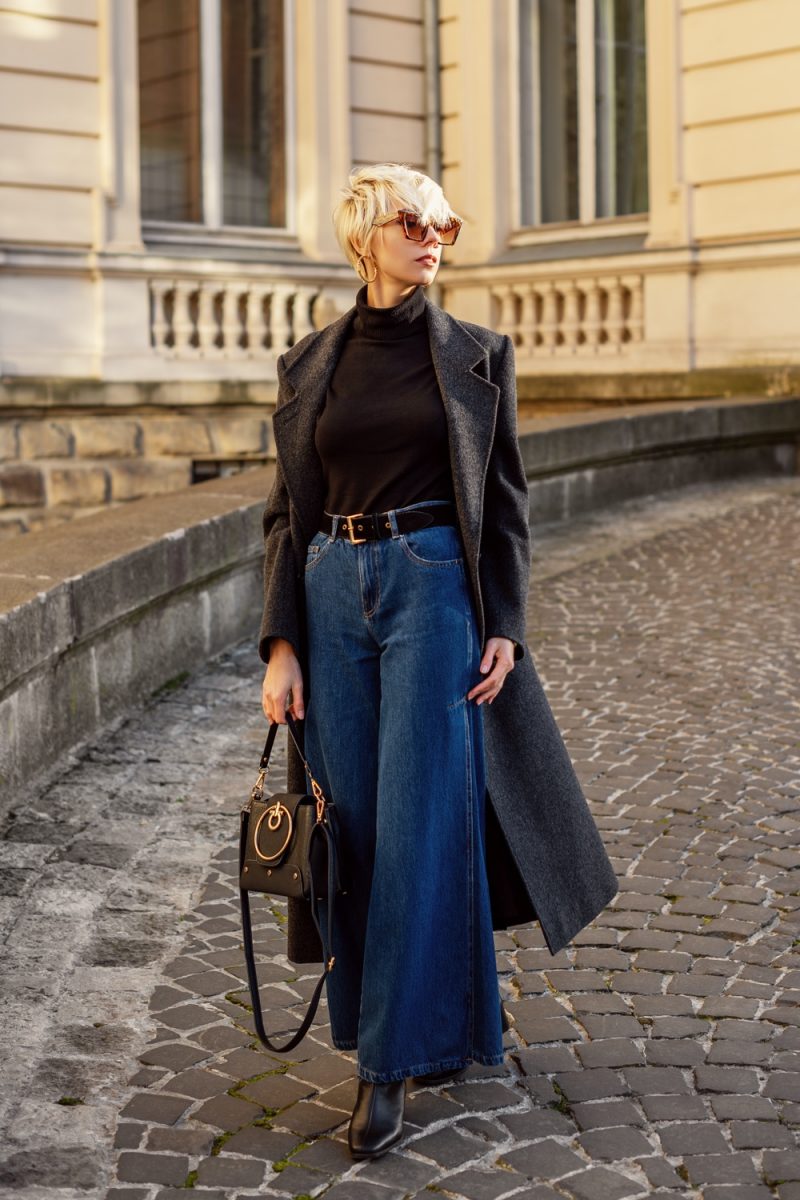 Denim Jeans Wide Leg Coat Sunglasses