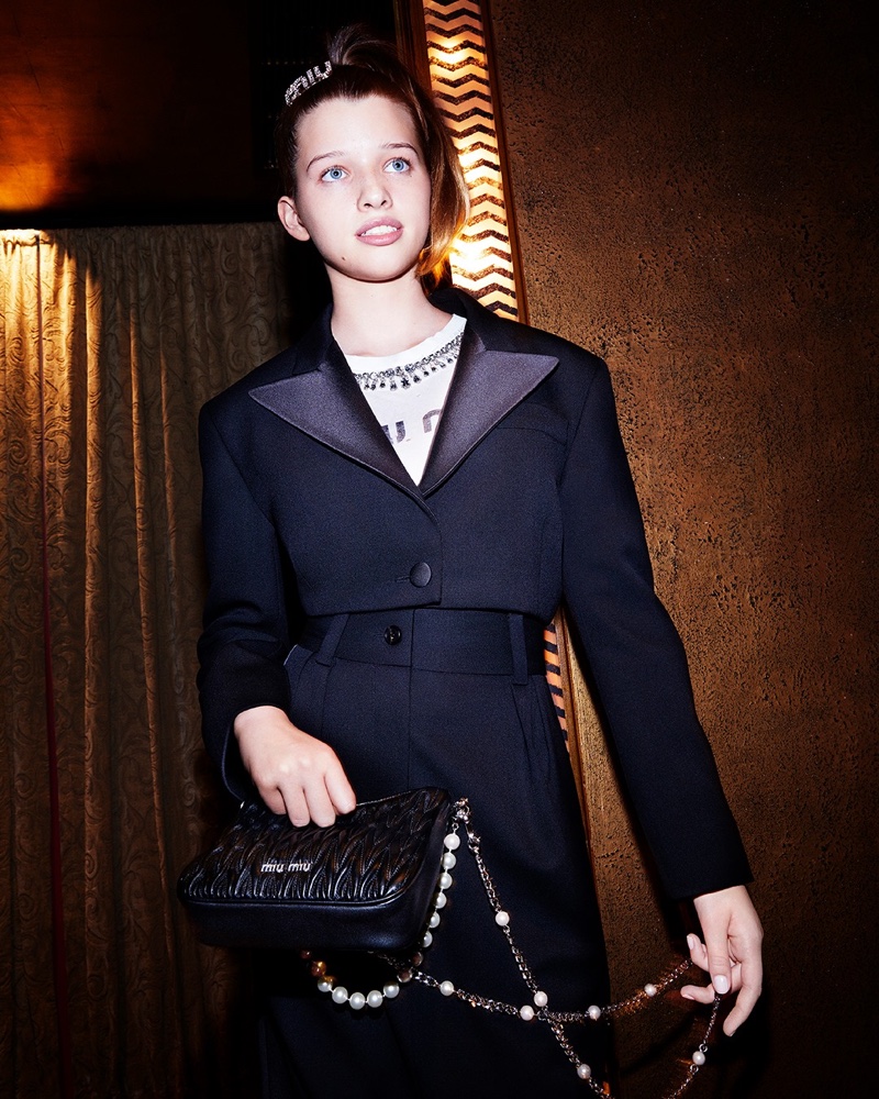 Actress Ever Anderson stars in Miu Miu Nuit campaign.