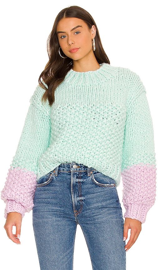 For Love & Lemons Kerry Cropped Sweater in Mint. - size XS (also in L, M, S)