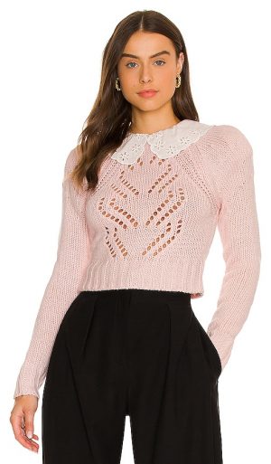 For Love & Lemons Stacy Sweater in Blush. - size S (also in L, M, XS, XXS)
