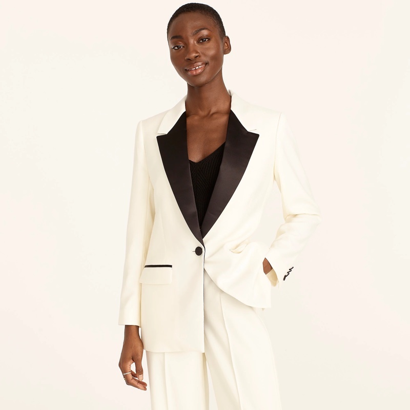 J. Crew Collection Willa Tuxedo Blazer in Ivory $348