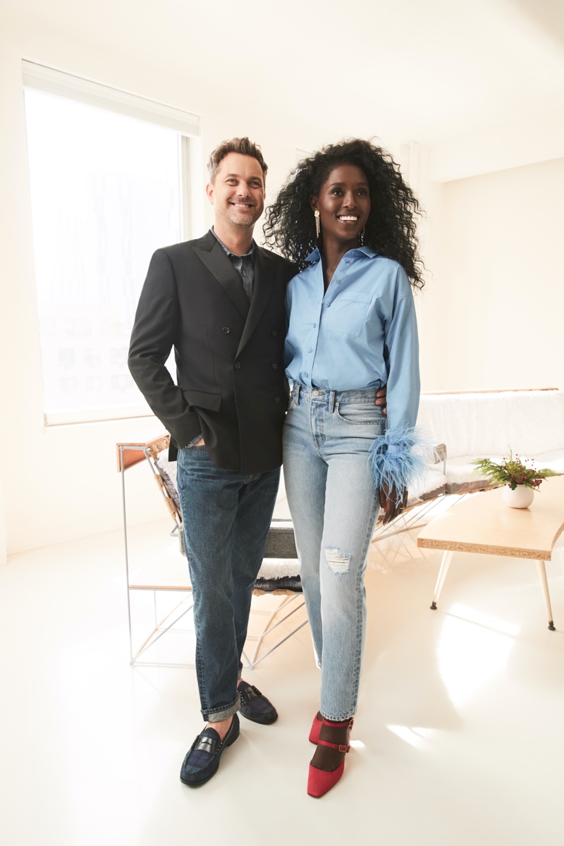 The couple poses in denim looks for J. Crew's Holiday 2021 campaign.